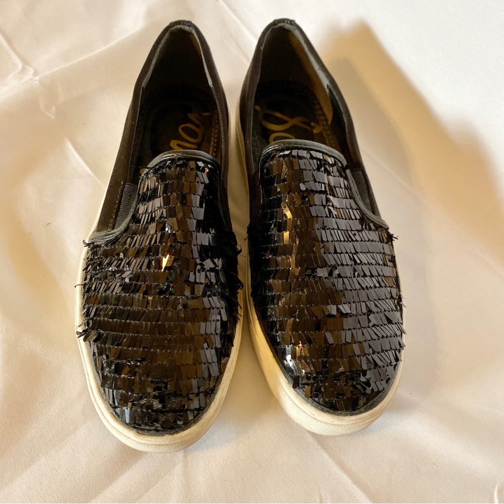 Sam Edelman Patent Fringe Fashion Slip On Sneakers 8.5